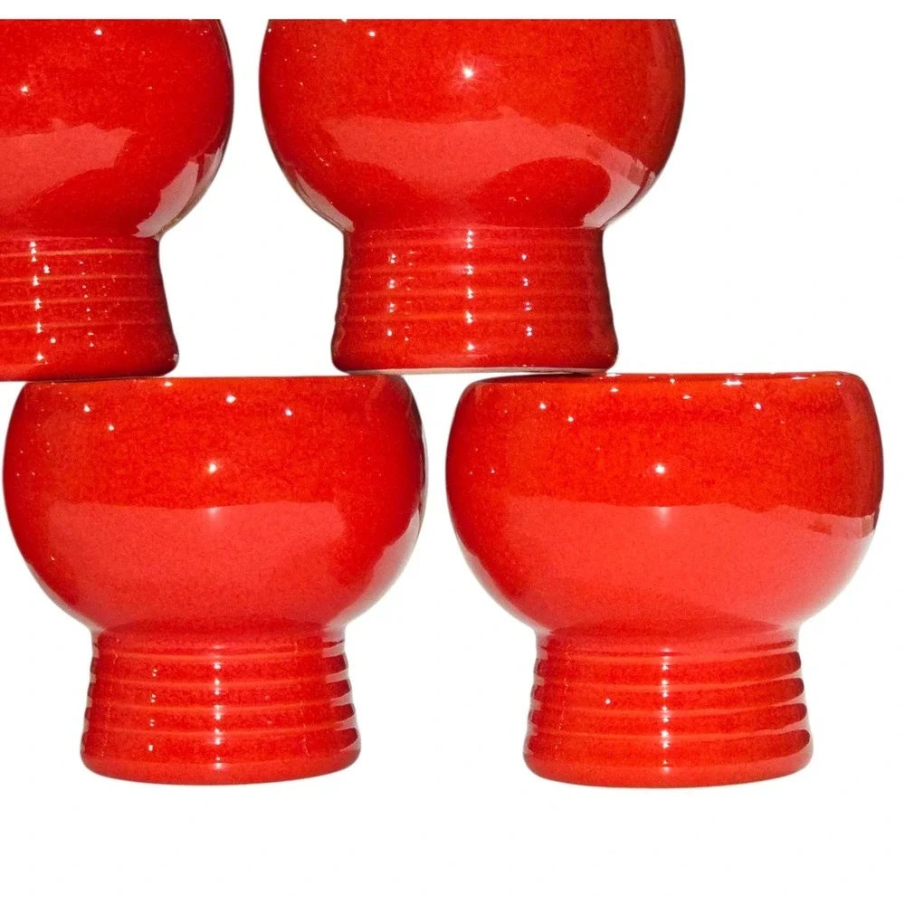 Waechtersbach West Germany Vintage Red Ceramic Goblet Set of 7‎ MCM Cups Chalice